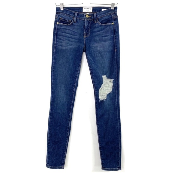 Frame Denim Le Skinny de Jeanne Distressed Denim Jeans Style LSJ179 Stella - Picture 2 of 8
